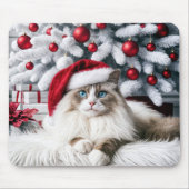 Kerst Ragdoll Kat In Een Kerstman Hoed Muismat (Voorkant)