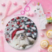 Kerst Ragdoll Kat In Een Kerstman Hoed Papieren Bordje (Feest)