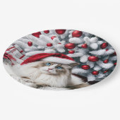 Kerst Ragdoll Kat In Een Kerstman Hoed Papieren Bordje (Gekanteld)