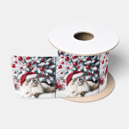 Kerst Ragdoll Kat In Een Kerstman Hoed Satijnen Lint