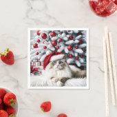 Kerst Ragdoll Kat In Een Kerstman Hoed Servet (Insitu)