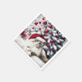 Kerst Ragdoll Kat In Een Kerstman Hoed Servet (Hoek)