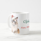 Kerst Ragdoll kat Waterverf Koffiemok (Voorkant links)