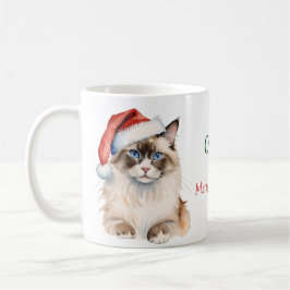 Kerst Ragdoll kat Waterverf Koffiemok