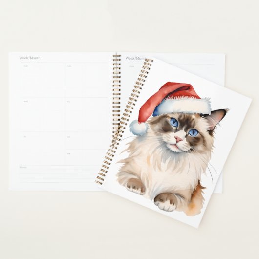 Kerst Ragdoll kat Waterverf Planner (Display)