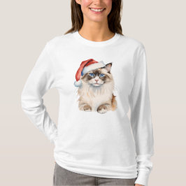 Kerst Ragdoll kat Waterverf T-shirt