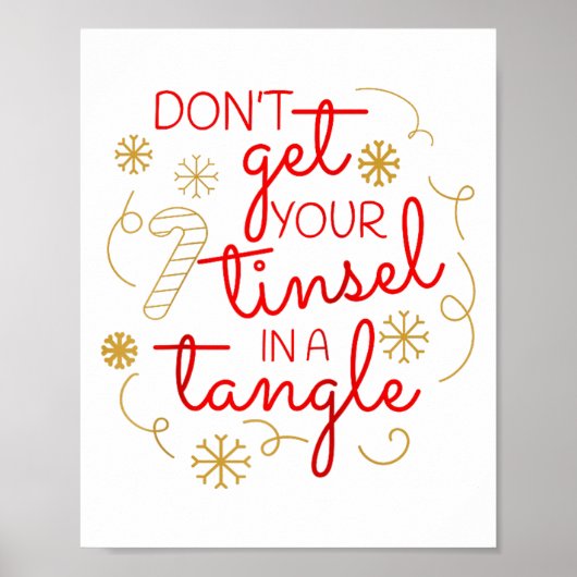 Kerst Raglan 'Tinsel niet in de knoop' Poster (Voorkant)