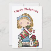 Kerst Ragpop met een kous  Vakantie  Feestdagenkaart (Voorkant)