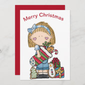 Kerst Ragpop met een kous  Vakantie  Feestdagenkaart (Voorkant / Achterkant)