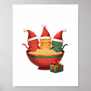 Kerst Ramen Kat Kerstman Anime Miauw Kitty Miauw P Poster