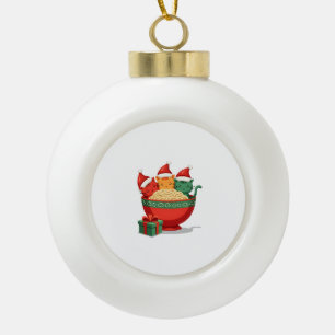 Kerst Ramen Kat Santa Anime Miauw Kitty Miauw Ca Keramische Bal Ornament