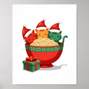 Kerst Ramen Kat Santa Anime Miauw Kitty Miauw Ca Poster