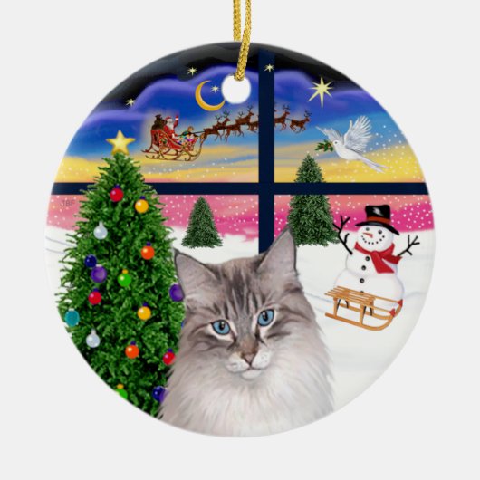 Kerst Ramen - Lapjeskat Keramisch Ornament (Voorkant)