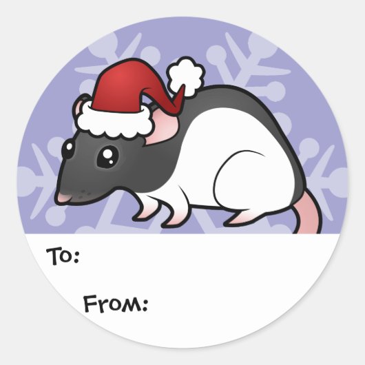 Kerst Rat Gift Labels (Voorkant)