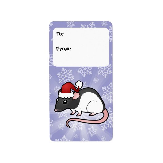 Kerst Rat Gift Labels (Voorkant)