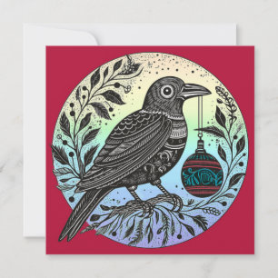 Kerst Raven met Ornament Feestdagenkaart
