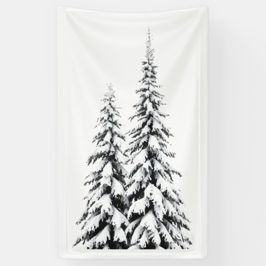 Kerst Realistisch Wonderland Theme Sneeuwboom Spandoek (Verticaal)