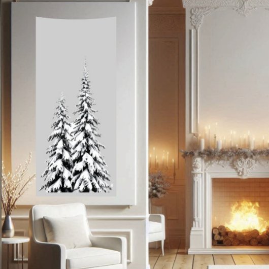 Kerst Realistisch Wonderland Theme Sneeuwboom Spandoek