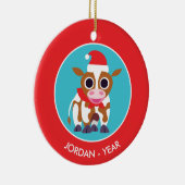 Kerst Reba de Koe Keramisch Ornament (Rechts)