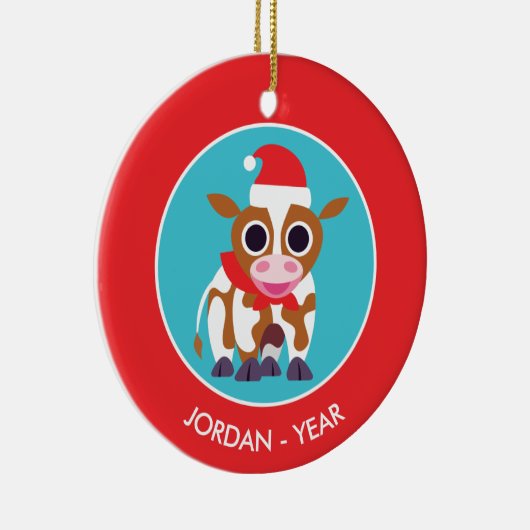 Kerst Reba de Koe Keramisch Ornament (Rechts)