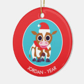 Kerst Reba de Koe Keramisch Ornament (Links)