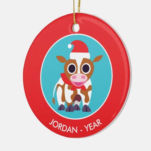 Kerst Reba de Koe Keramisch Ornament (Links)