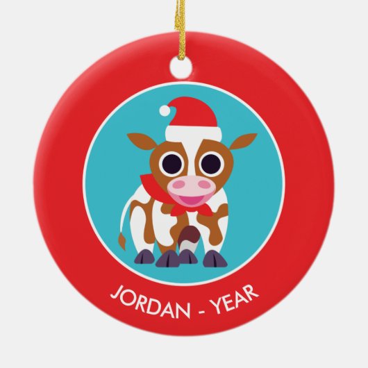 Kerst Reba de Koe Keramisch Ornament (Achterkant)