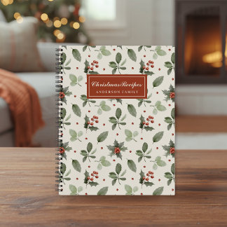 Kerst Recept Familie Naam Holly Bessen Notitieboek