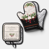 Kerst Recept Keepsake Cookies Gnome Ovenwant & Pannenlap Set (Voorkant / Achterkant)