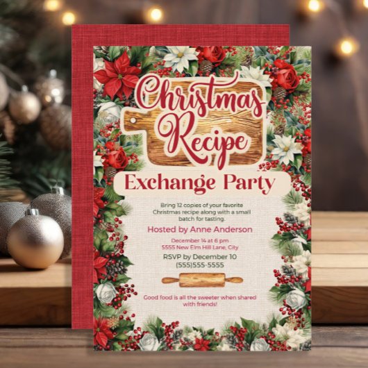 Kerst Recept Uitwisseling Feest Kaart