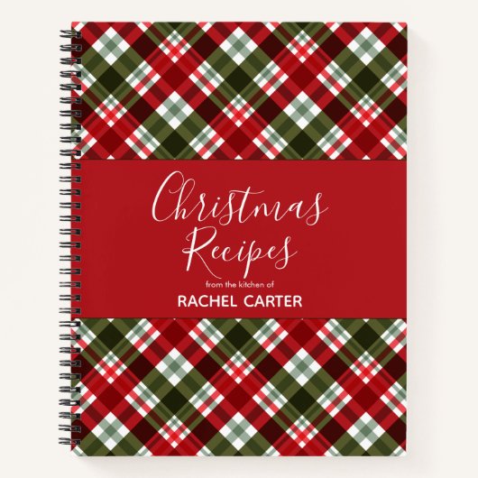 Kerst Recepten Plaid Notitieboek (Voorkant)