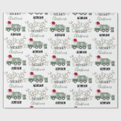 Kerst Recycling Vuilniswagen Aangepaste Naam Cadeaupapier (Vlak)