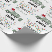 Kerst Recycling Vuilniswagen Aangepaste Naam Cadeaupapier (Hoek)