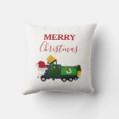 Kerst Recycling Vuilniswagen Kussen (Achterkant)