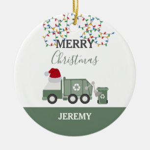 Kerst Recycling Vuilniswagen Op Maat Keramisch Ornament