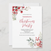 Kerst Red Berry Bloemen Party Uitnodiging (Voorkant)