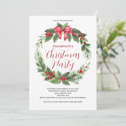 Kerst Red Berry krans Kaart (Staand voorkant)