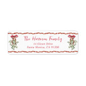 Kerst Red Bow Greenery Waterverf Etiket (Voorkant)