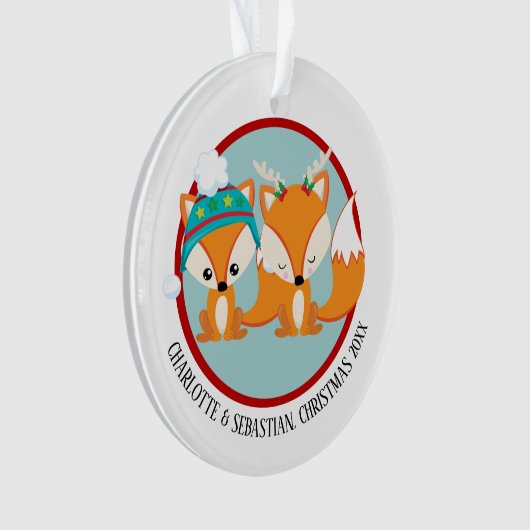 Kerst Red Fox gepersonaliseerde foto Ornament (voorkant)