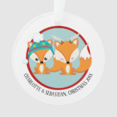 Kerst Red Fox gepersonaliseerde foto Ornament (voorkant)