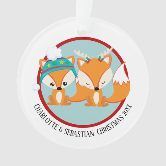 Kerst Red Fox gepersonaliseerde foto Ornament (voorkant)
