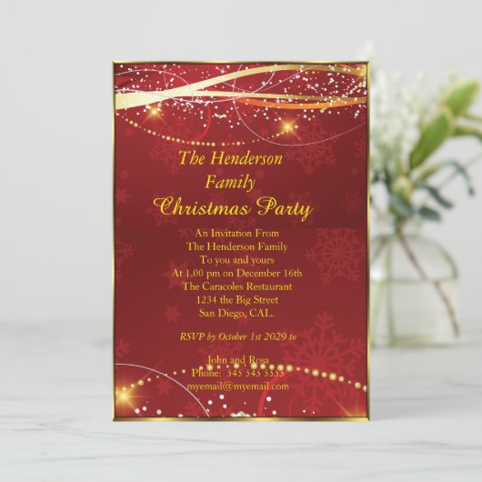 Kerst Red Gold Kaart (Staand voorkant)