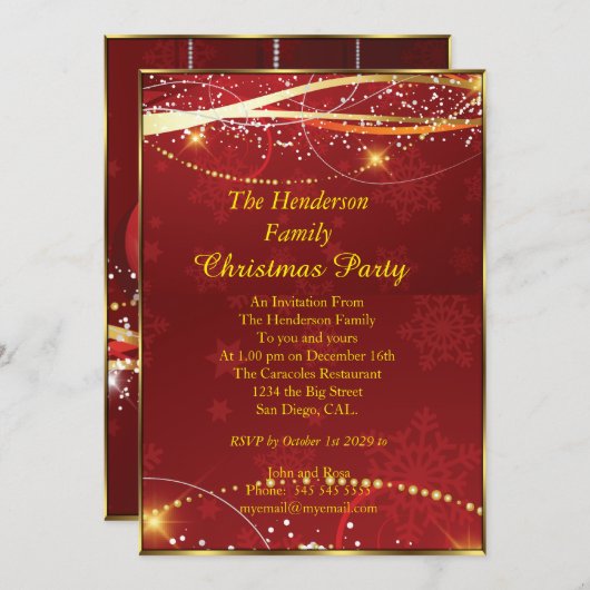 Kerst Red Gold Kaart (Voorkant / Achterkant)