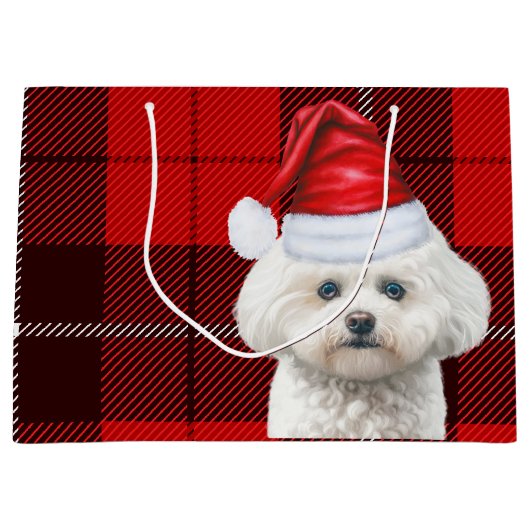 Kerst Red Plaid Coton de Tuleari Hond Vakantie Groot Cadeauzakje (Voorkant)