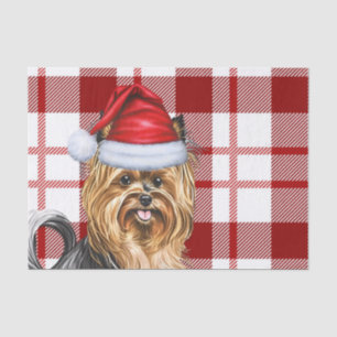 Kerst Red Plaid en Biewer Terrier hond Tissuepapier