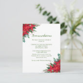 Kerst Red Poinsettia bruiloft accommodaties Informatiekaartje (Staand voorkant)