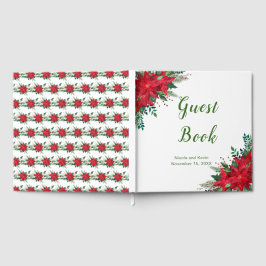 Kerst Red Poinsettia Huwelijk gastenboek