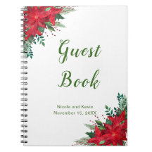 Kerst Red Poinsettia Huwelijk gastenboek