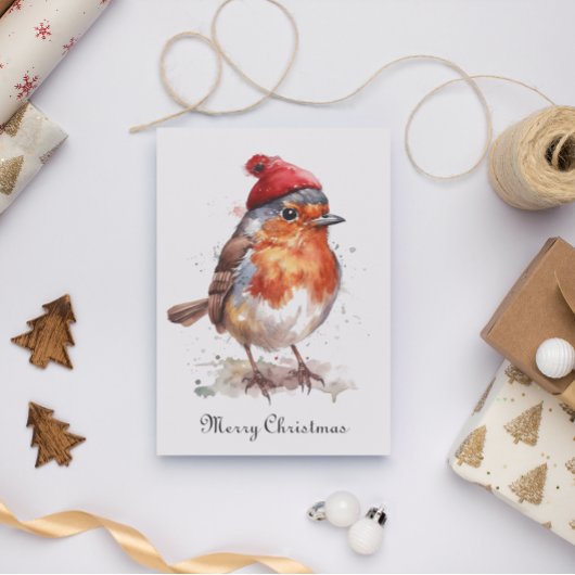 Kerst Red Robin aanpasbaar Feestdagenkaart