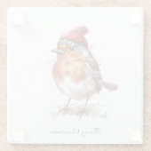 Kerst Red Robin, aanpasbaar Glazen Onderzetter (Achterkant)